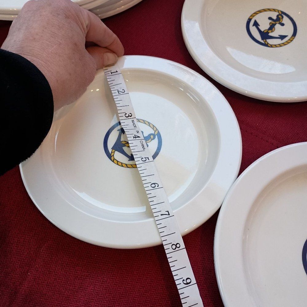Set of Guzzini Italy Anchor Plates Melamine Dinner Salad Plates Set of 11 - Picture 9 of 11